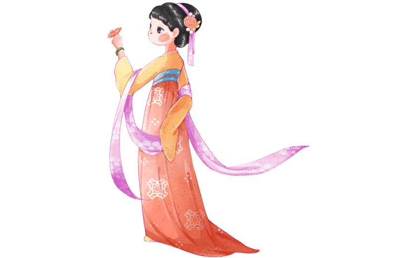 手绘-中国风汉服人物插画贴纸2