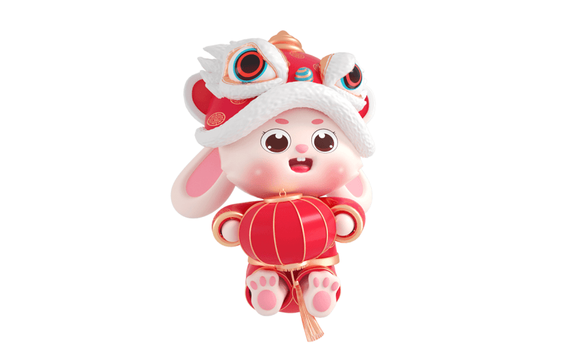 3D春节兔子元素贴纸