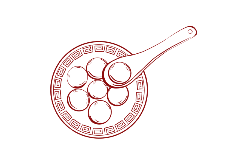 扁平冬至汤圆元素贴纸