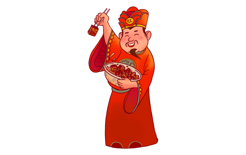 中国风春节灶王爷元素贴纸