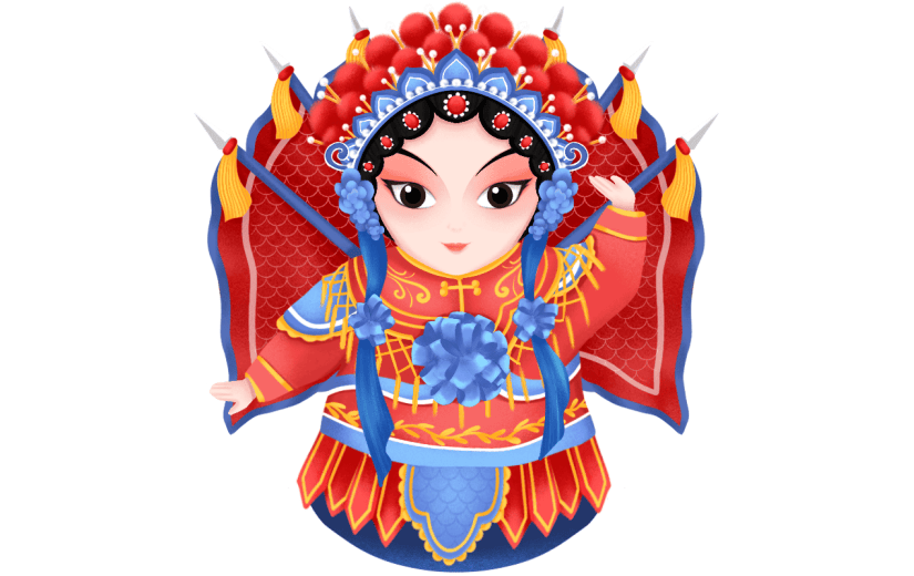 手绘-京剧文化人物贴纸10