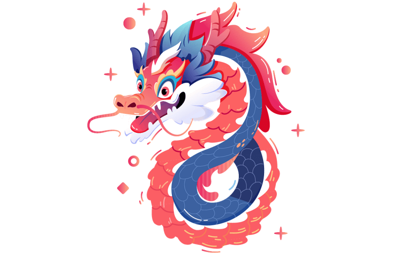 春节龙通用国潮插画龙形象贴纸