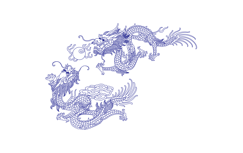 春节龙年新年过年线条中国风龙免抠元素