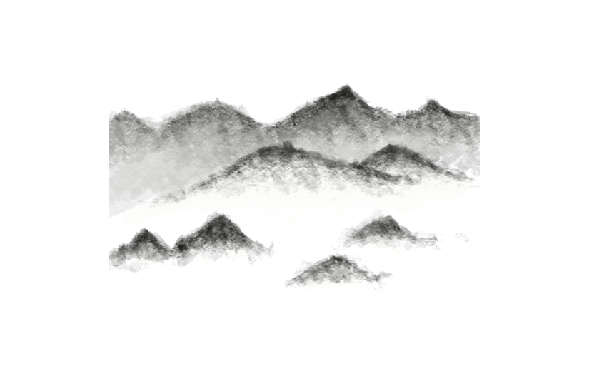 水墨风自然元素山贴纸7