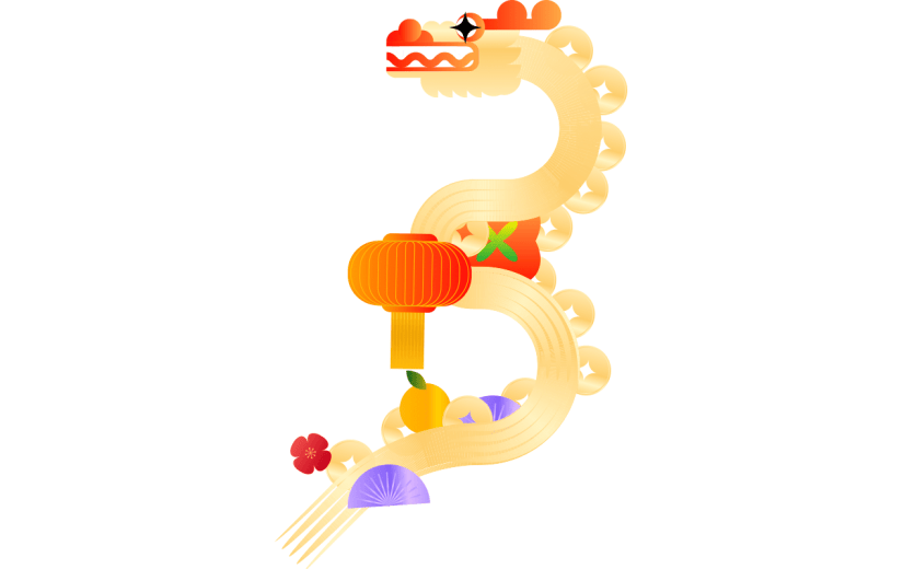 龙年春节新春新年过年除夕龙形图案元素素材