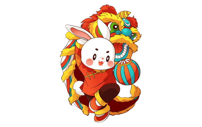 中国风春节兔子元素贴纸