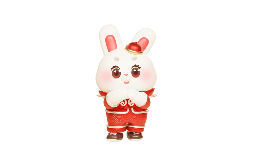 卡通感春节兔子元素贴纸