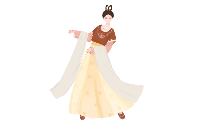 手绘-汉服少女手绘贴纸