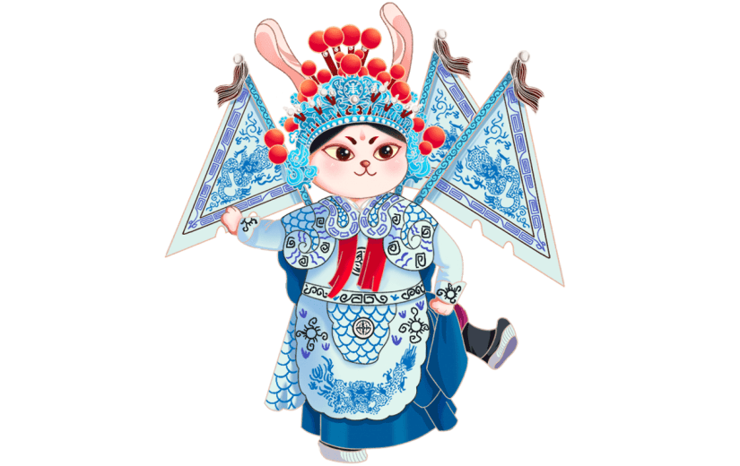 拟人风春节兔子元素贴纸