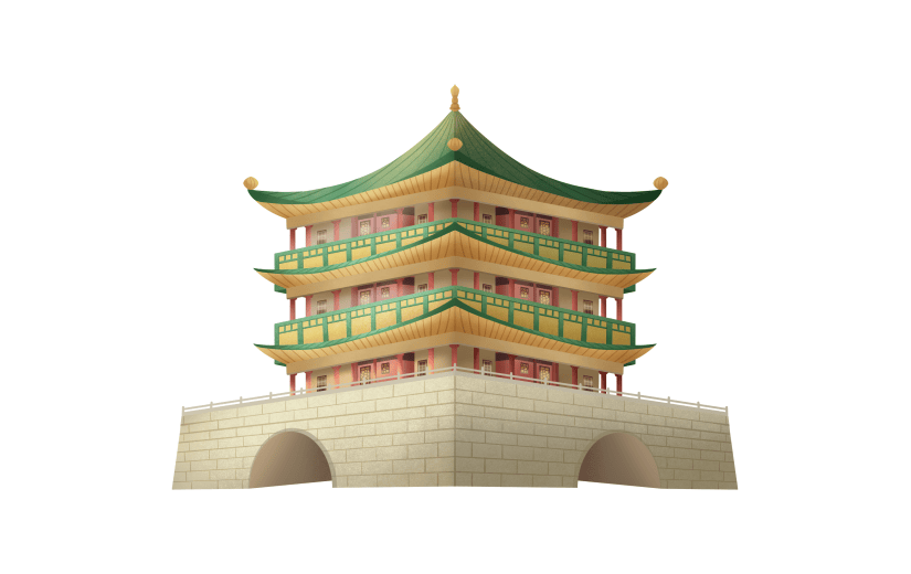 中国风-手绘传统建筑-城楼
