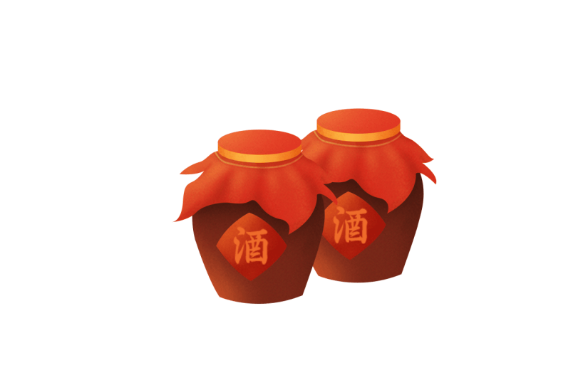 中国风春节酒坛元素贴纸