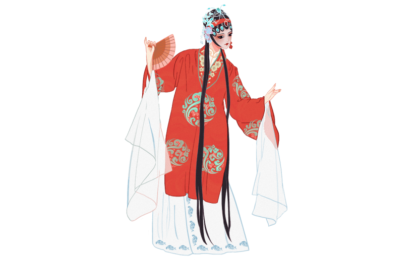 手绘-京剧人物插画贴纸-旦角1