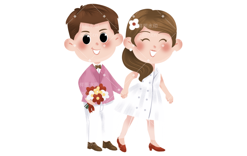 手绘婚礼新人头像贴纸4