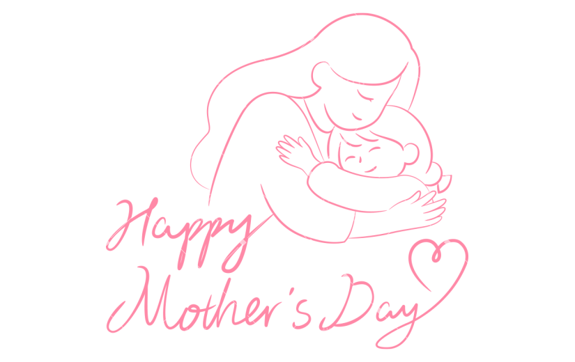 母亲节通用手绘线条Happy Mother’s Day主题文字标题艺术字母子线条组合元素素材