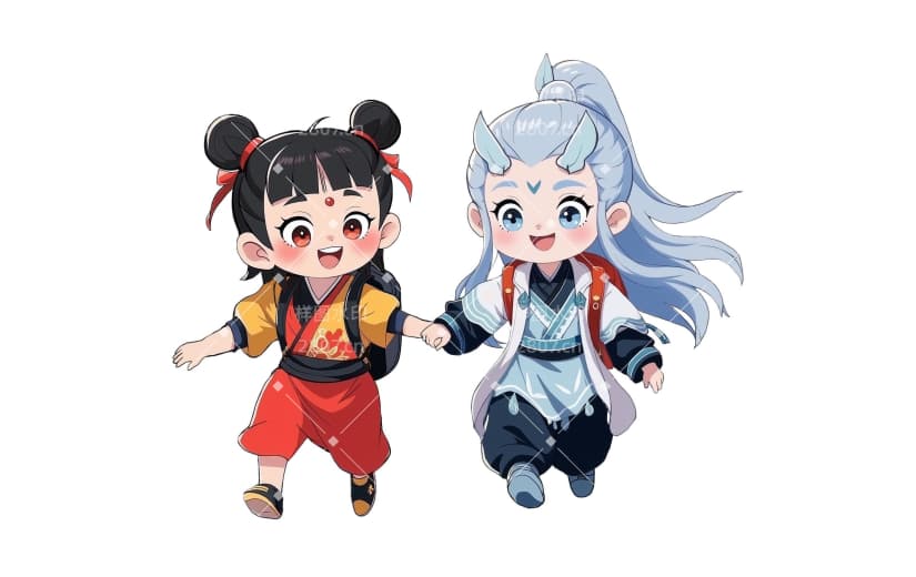 哪吒熬丙教育培训可爱感插画AIGC