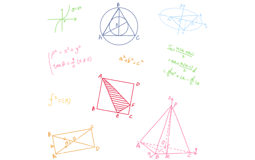 教育高考涂鸦插画数学公式装饰元素素材