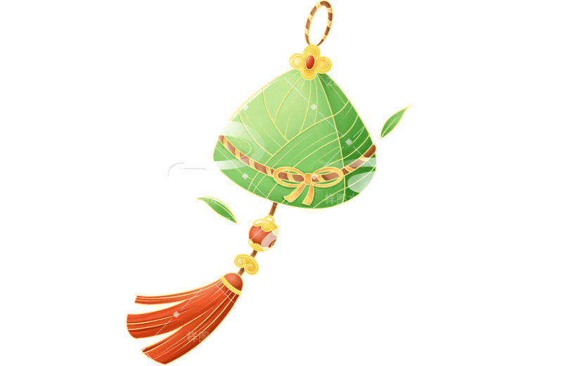 端午节五月初五中国风中式国风描边粽子香囊元素素材