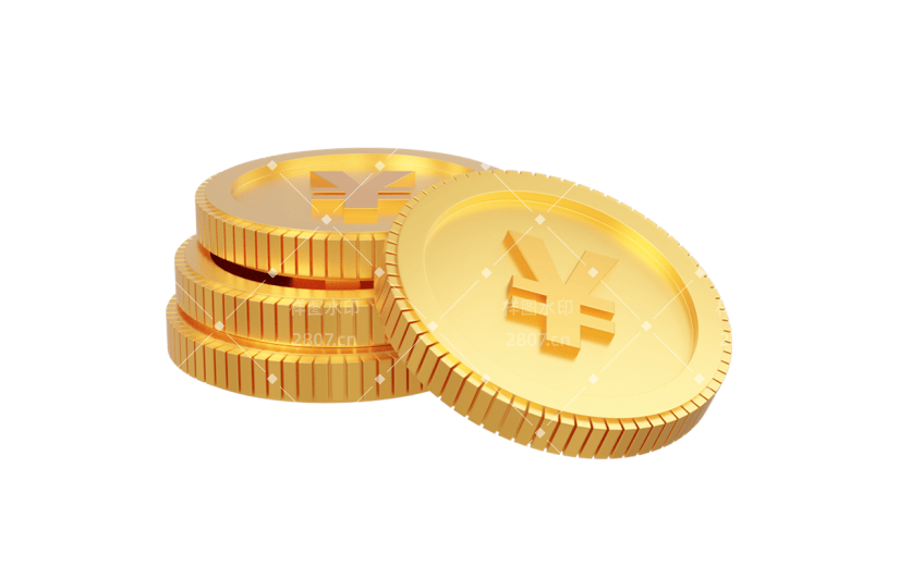 促销通用元素金色黄色金属堆叠金币积分元素