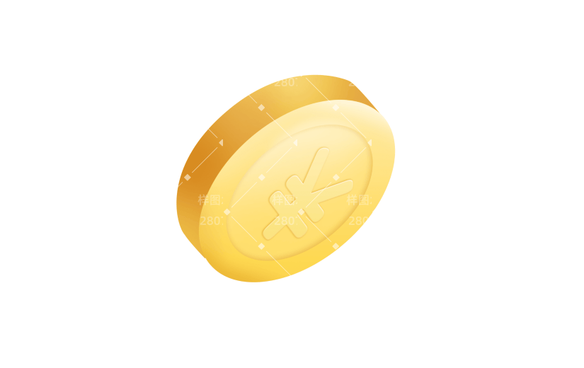 3D立体金色金币几何元素