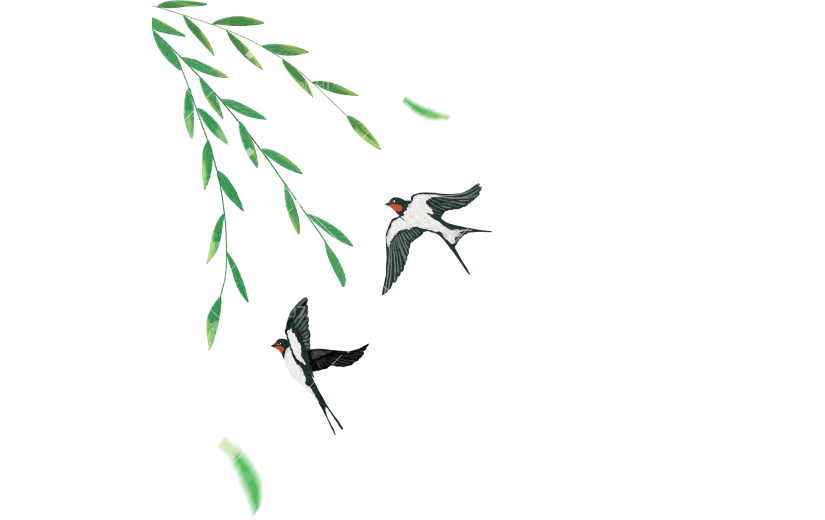 春分油画风燕子柳树元素