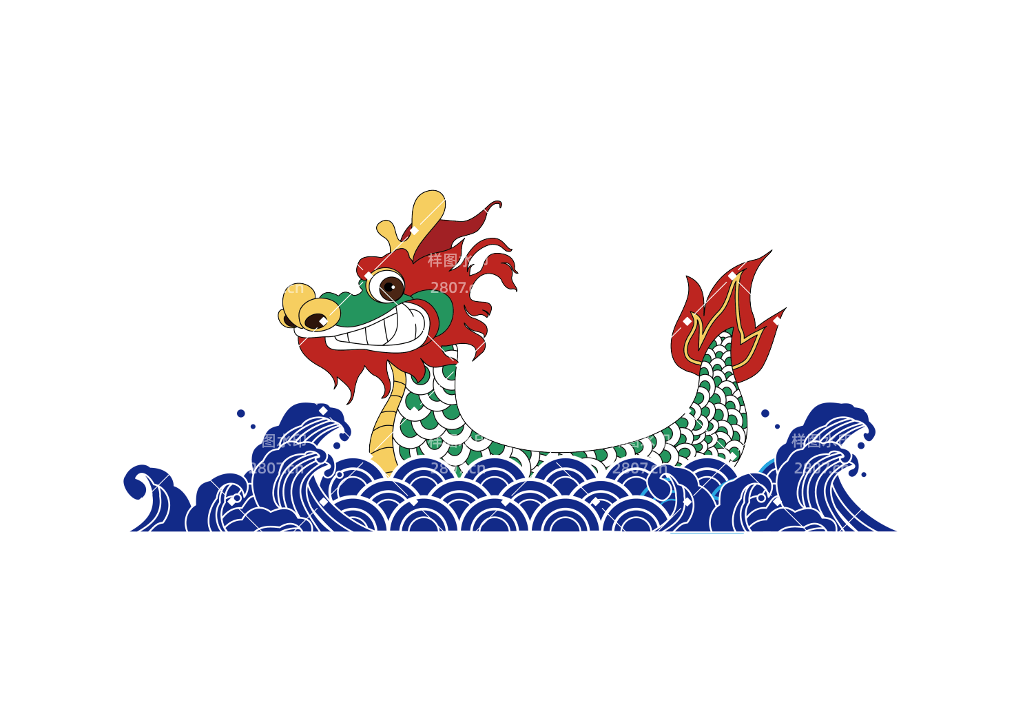 矢量端午节龙舟元素