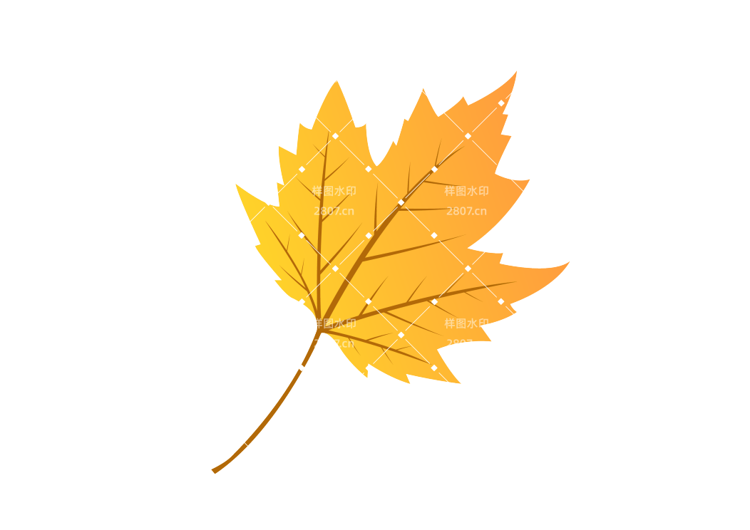 卡通风立秋黄色叶子枫叶成熟落叶矢量元素