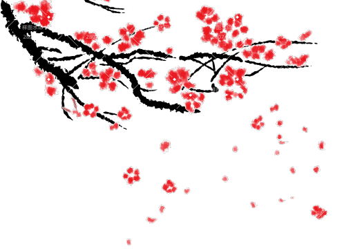 红色水墨复古中国风梅花矢量装饰图案花纹