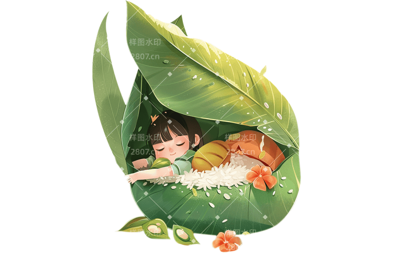端午节通用插画粽子人物元素素材