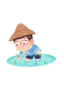 可通可爱小满播种插秧的农民