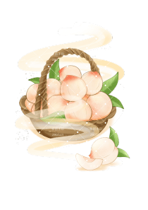节日元素处暑元素桃子篮子手绘插画写实