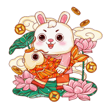 中国风卡通兔子形象元素