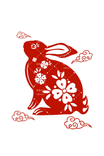 传统剪纸风兔年兔子元素
