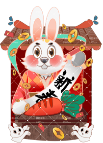国潮卡通兔子形象元素