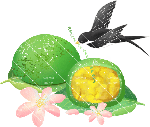 手绘青团清明节食物传统节日寒食