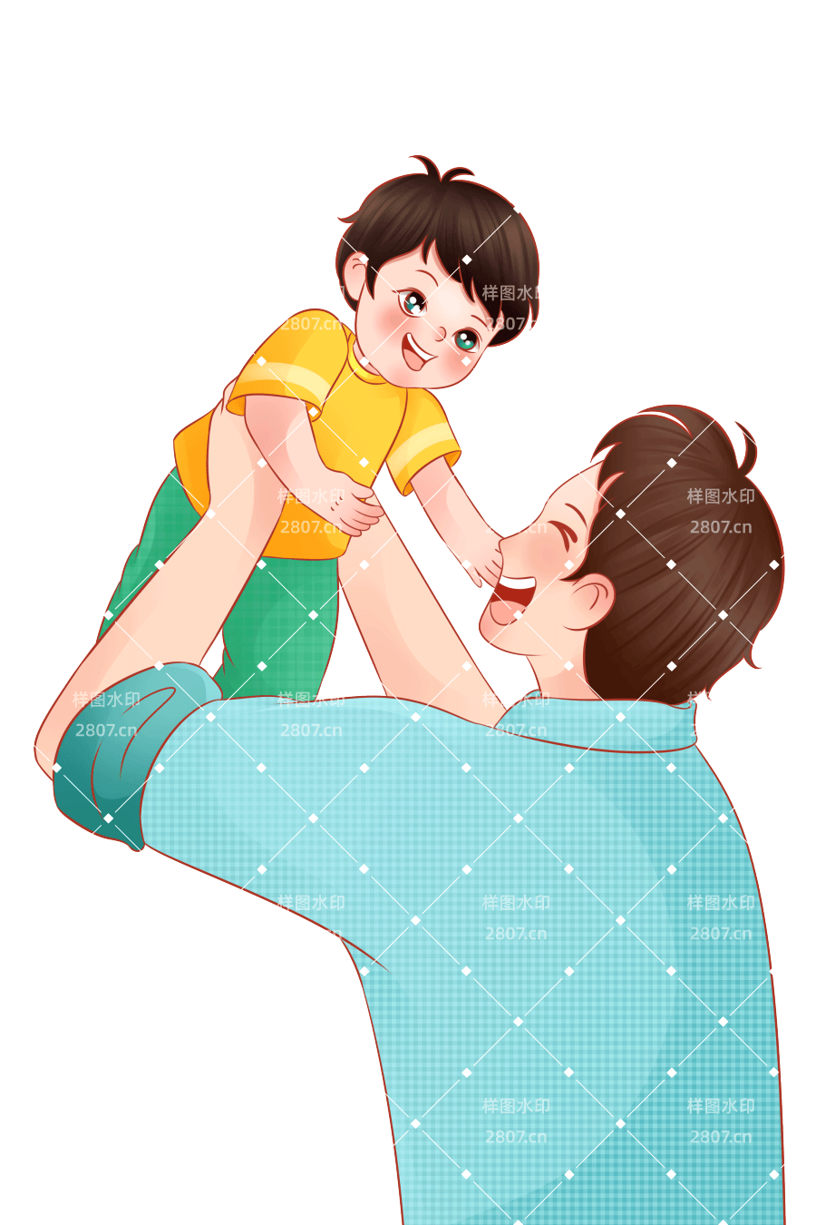 父亲节父子举起儿童小孩欢乐温馨