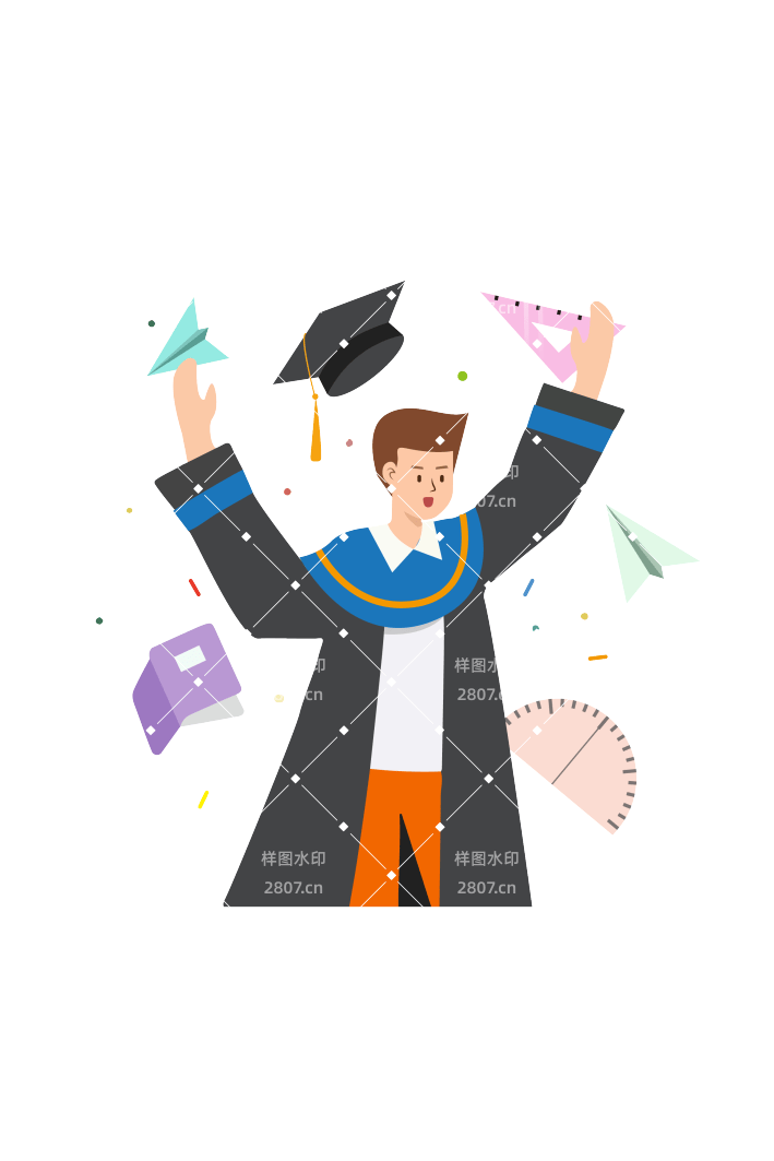 扁平毕业季男生形象