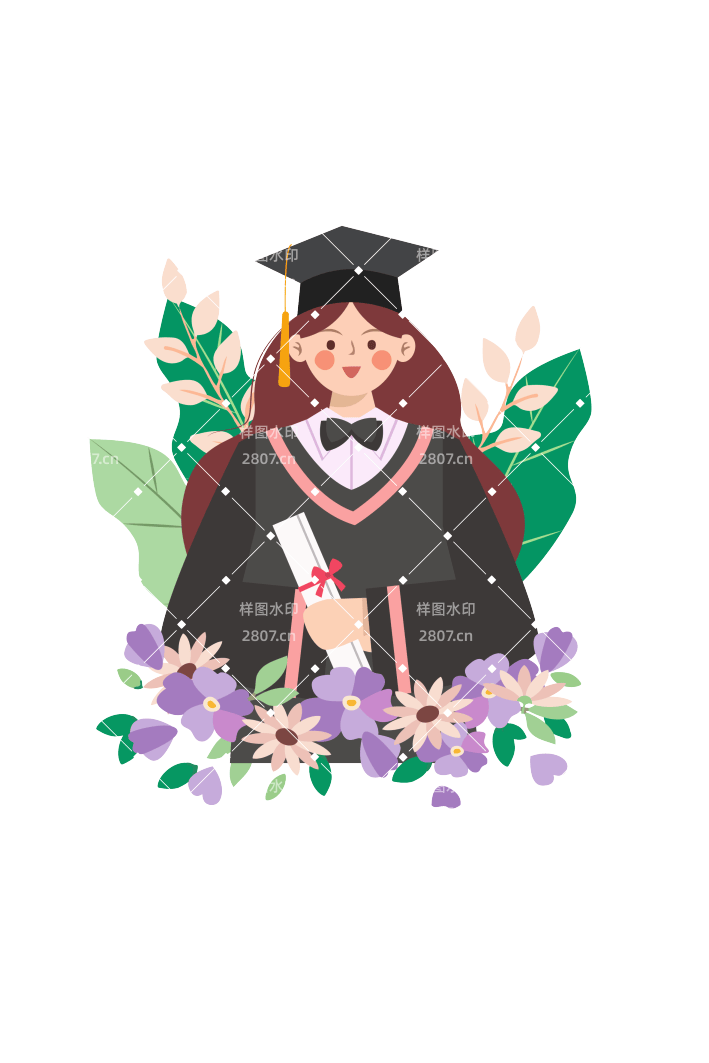 扁平风毕业季女生形象