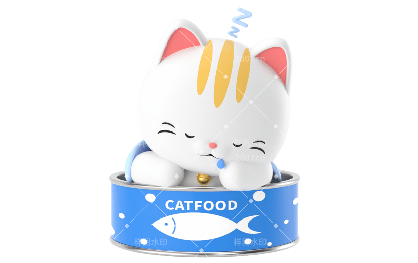C4D宠物罐头插画元素贴纸1