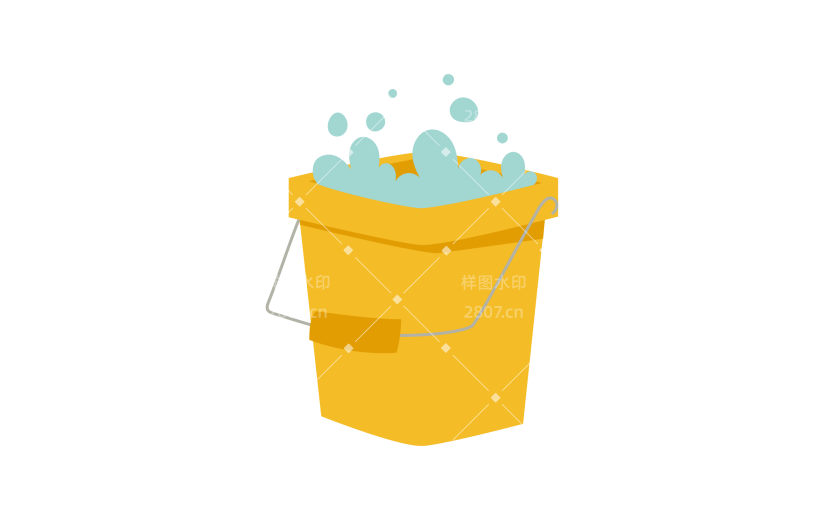 家具清洁水桶卡通感贴纸
