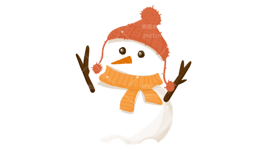 手绘卡通立冬氛围元素贴纸-雪人