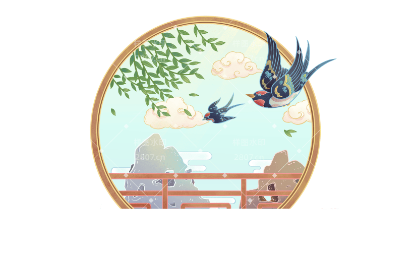 中国风动物贴纸-燕子