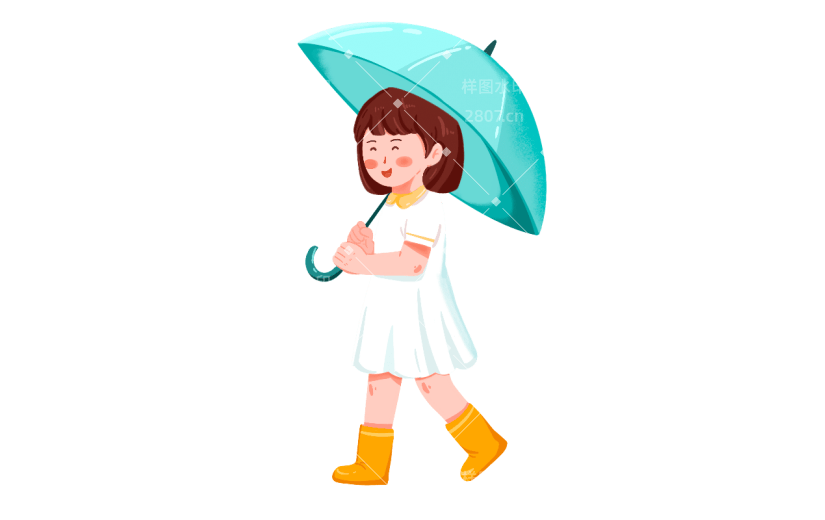 手绘肌理-谷雨创意贴纸-女孩