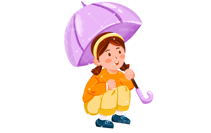 手绘肌理-谷雨创意贴纸-女孩