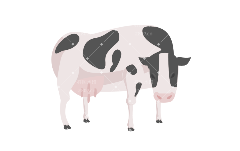 手绘风-农场人物插画贴纸奶牛-SVG
