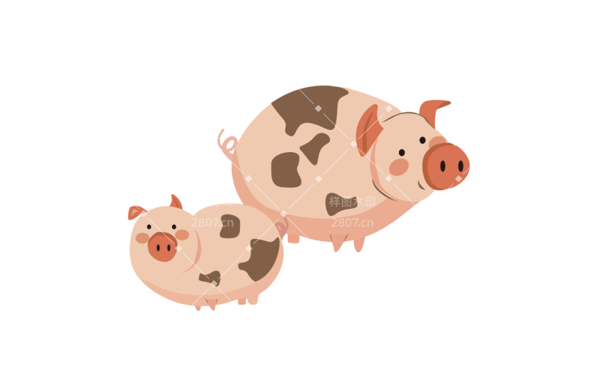 手绘风-农场人物插画贴纸猪-SVG