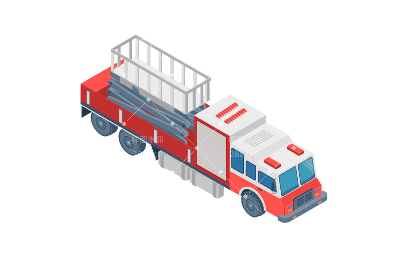 卡通手绘消防车元素3