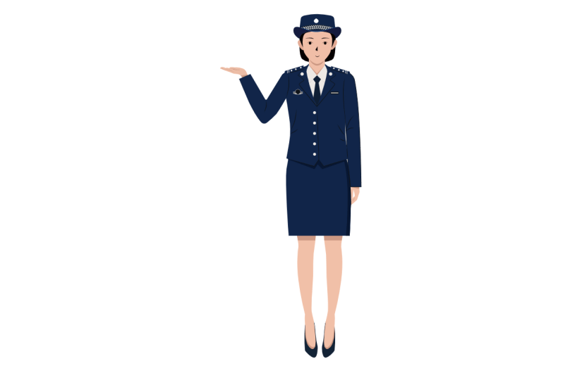 手绘卡通女警察元素