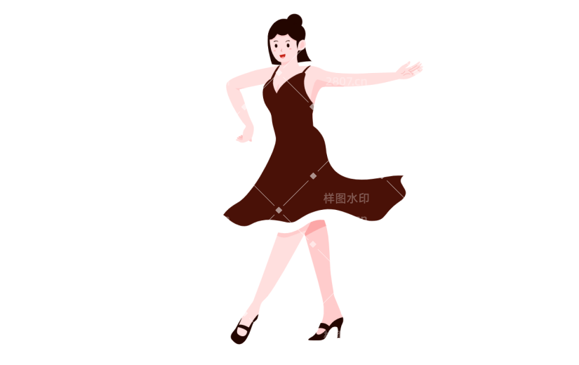 手绘美女跳舞舞蹈元素贴纸2