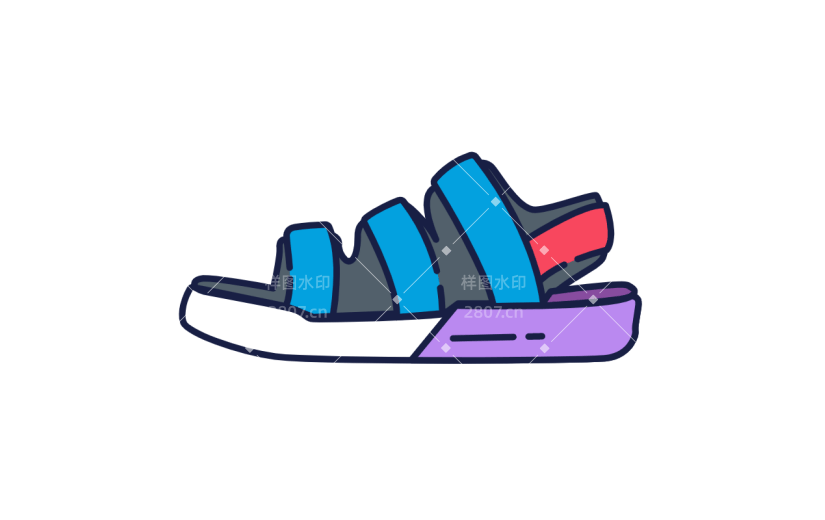 手绘男拖鞋MBE风icon
