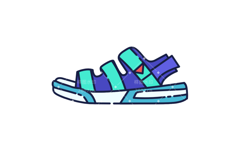手绘蓝色拖鞋MBE风icon